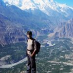 Imran Hunzai on Hon Pass Hunza Valley. Beautiful Rakaposhi can also bee seen in the background.